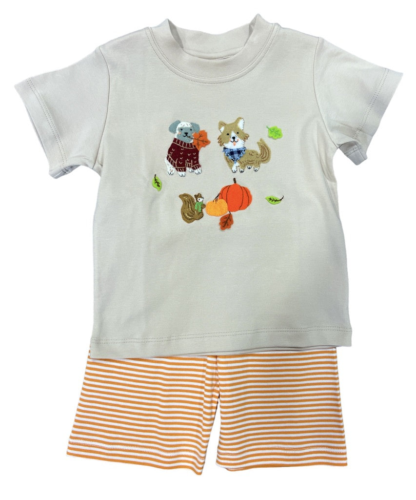 Squiggles Fall Friends Latte Short Set