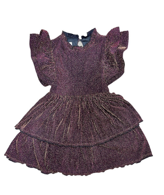 Metallic Stripe Tiered Dress