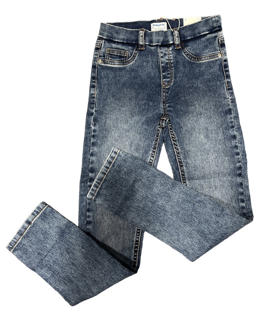 Girls Medium Wash Pull On Skinny Jean