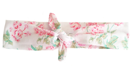 White Floral Knotted Headband