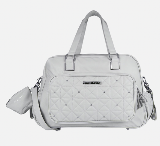 Grey Quilted Diaper Bag w/Paci Holder