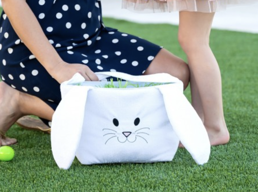 White Bunny Plush Easter Basket