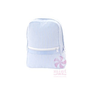 Baby Blue Seersucker Sm Backpack