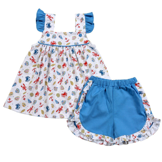 Sea Creatures Girl Short Set