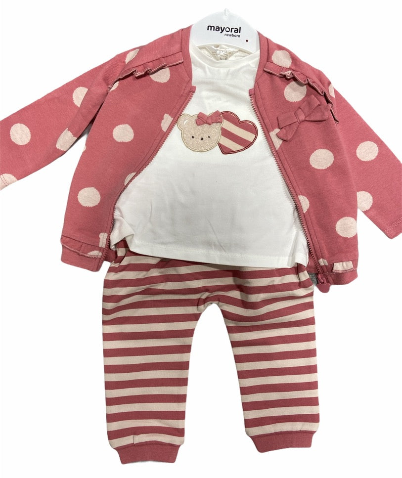 Teddy Bear Polka Dots & Stripes 3pc Set