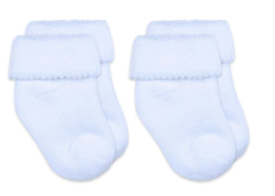 Blue Cuff Bootie Socks 2 Pair Pack NB