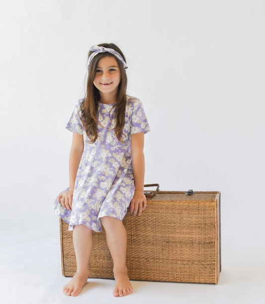 Swirly Girl Dress Purple Hibiscus