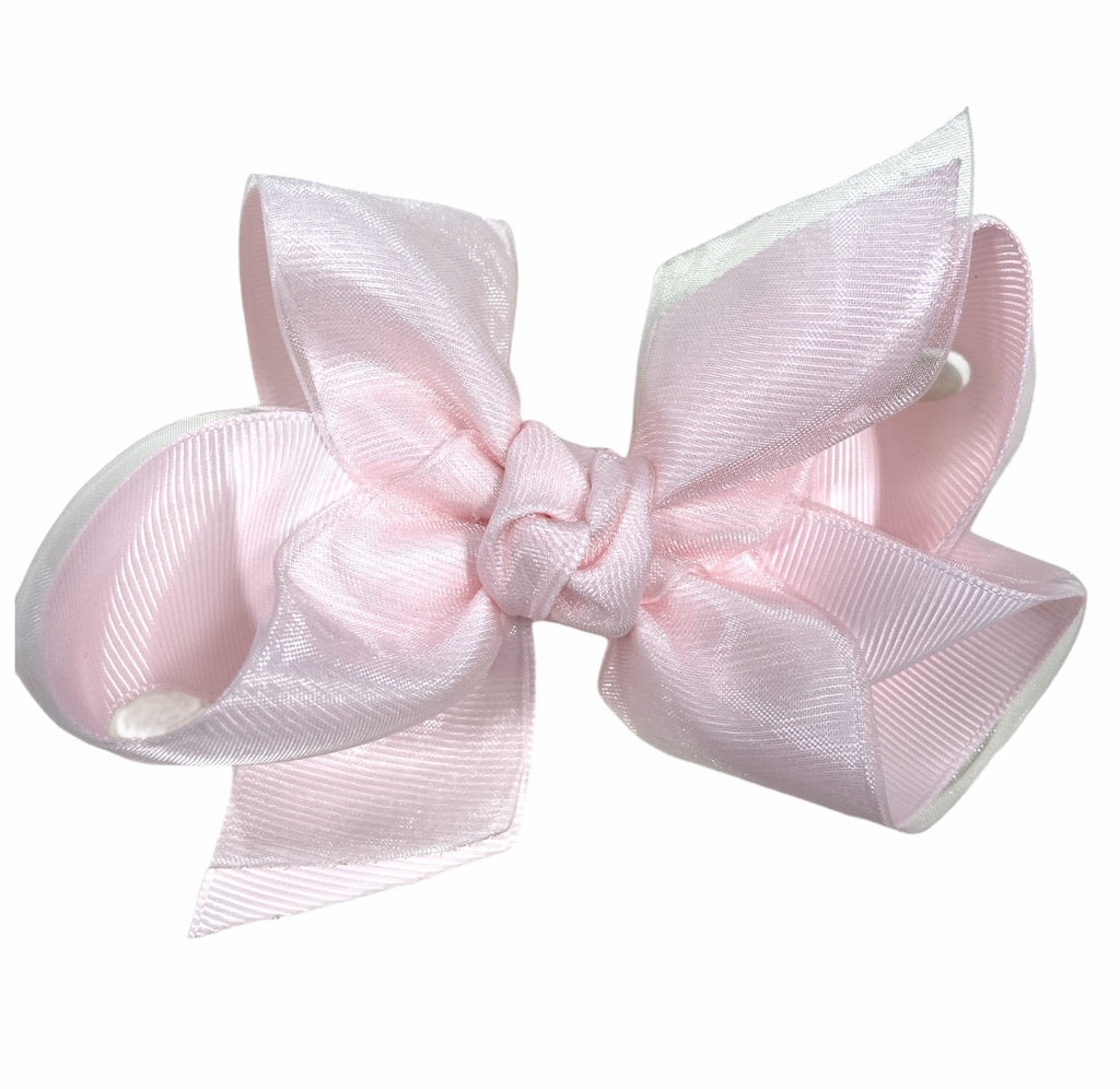 4.5'' Large Layered Bow Powder Pink