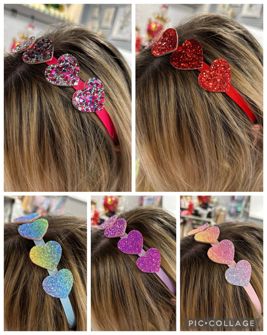 Sequin Heart Headbands