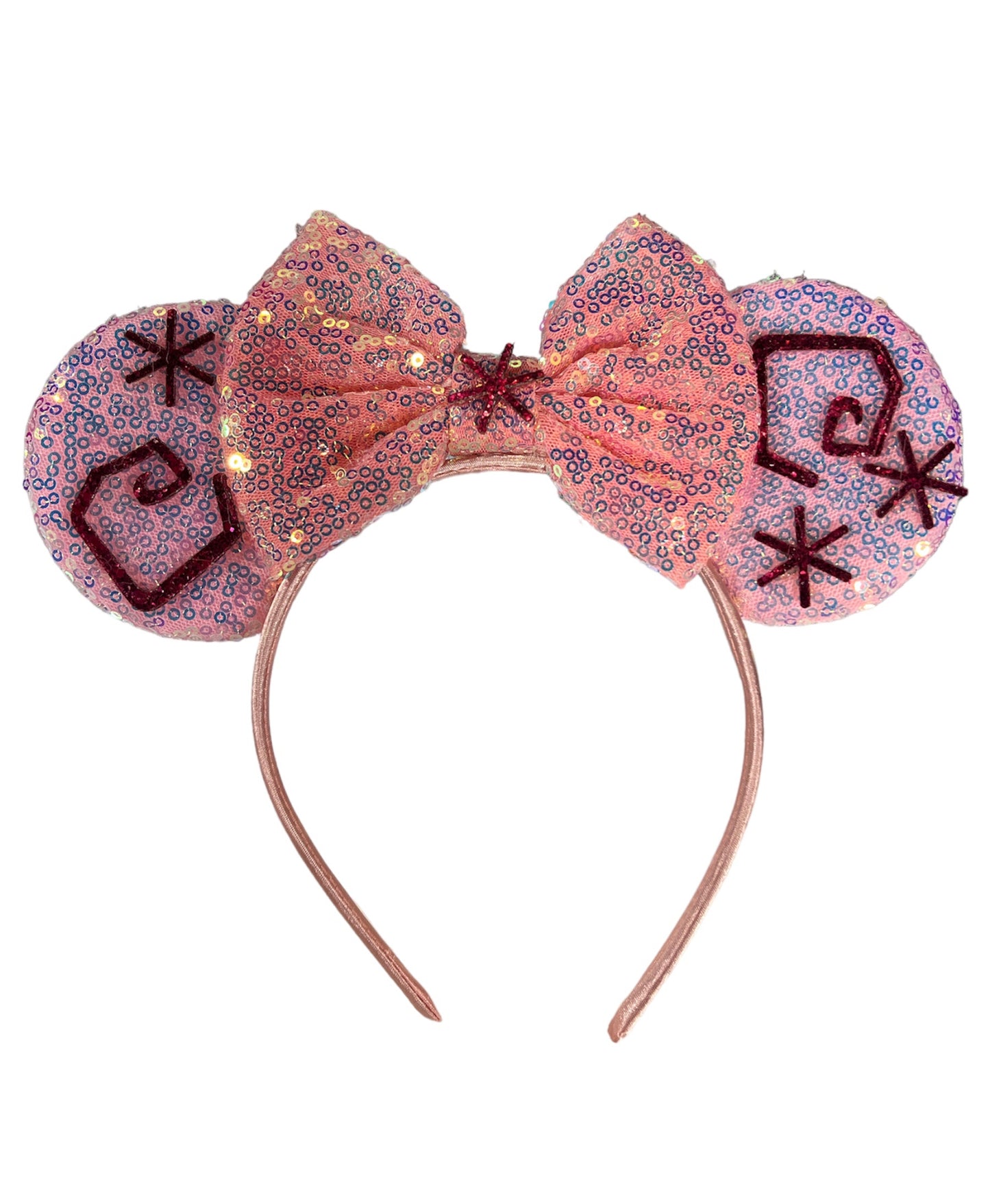 Pink Swirl Sequin Mouse Ear Headband