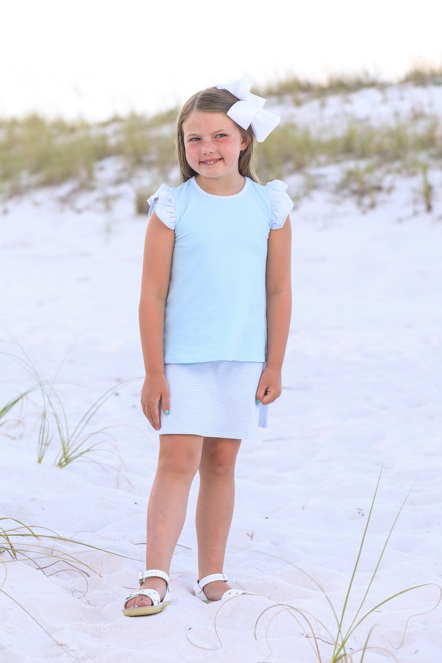 TSK Vivian Flutter Top Suzy Skort Lt Blue Stripe