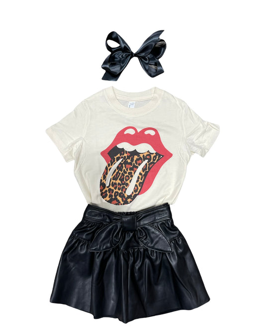Kiss Leopard Lips On Natural Tee