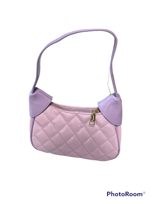 Purple Quilted Leather Zip Shoulder Bag