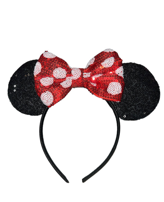 Black & Red Mouse Ear Headband