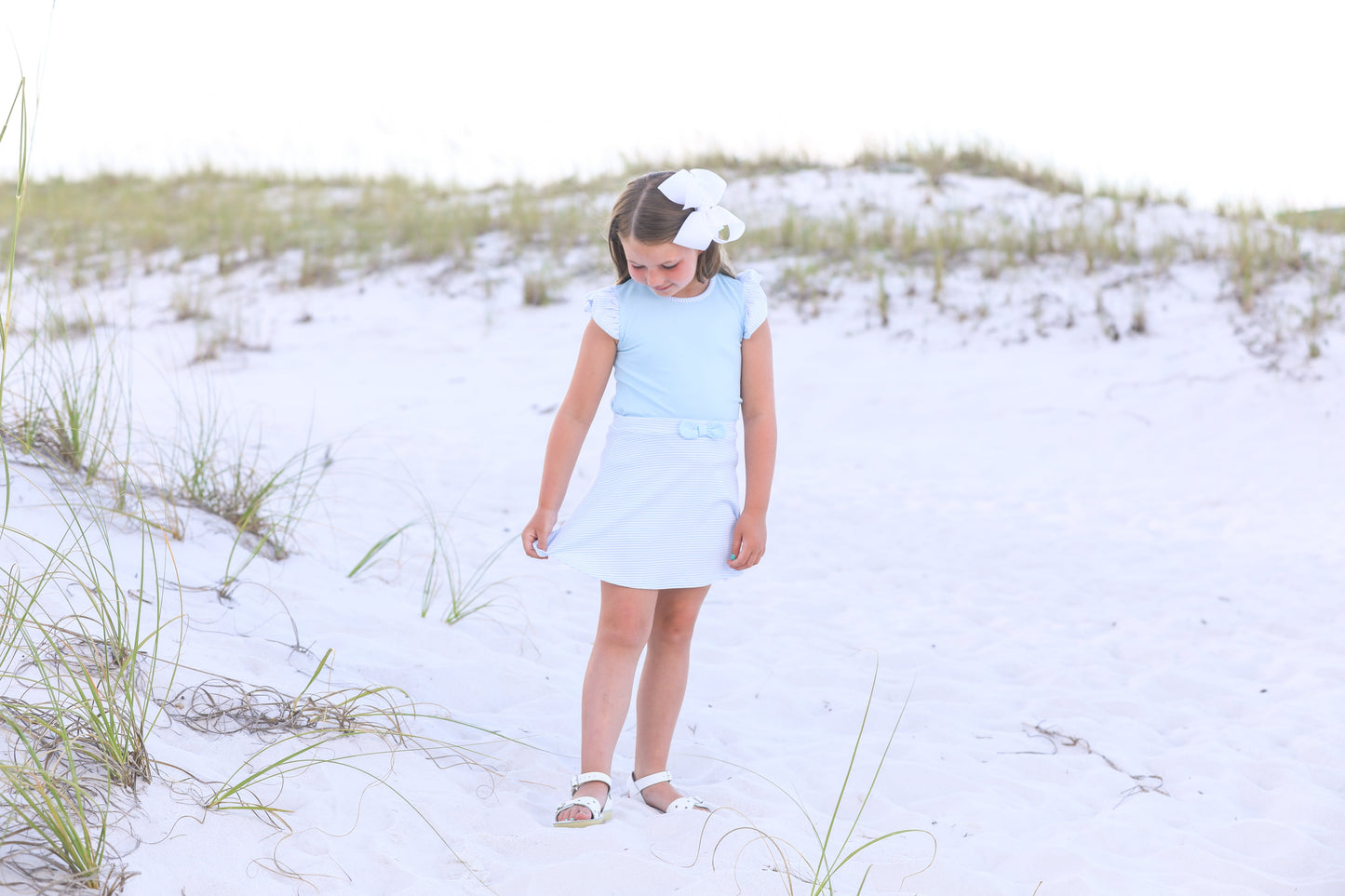 TSK Vivian Flutter Top Suzy Skort Lt Blue Stripe
