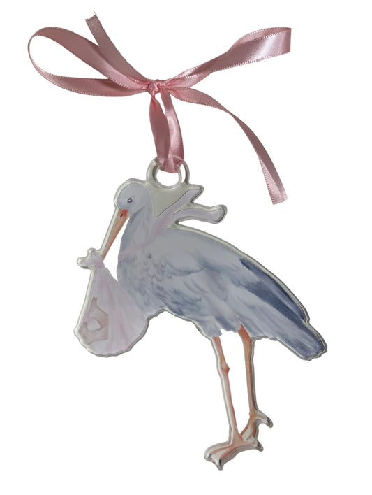 Pink Stork Ornament