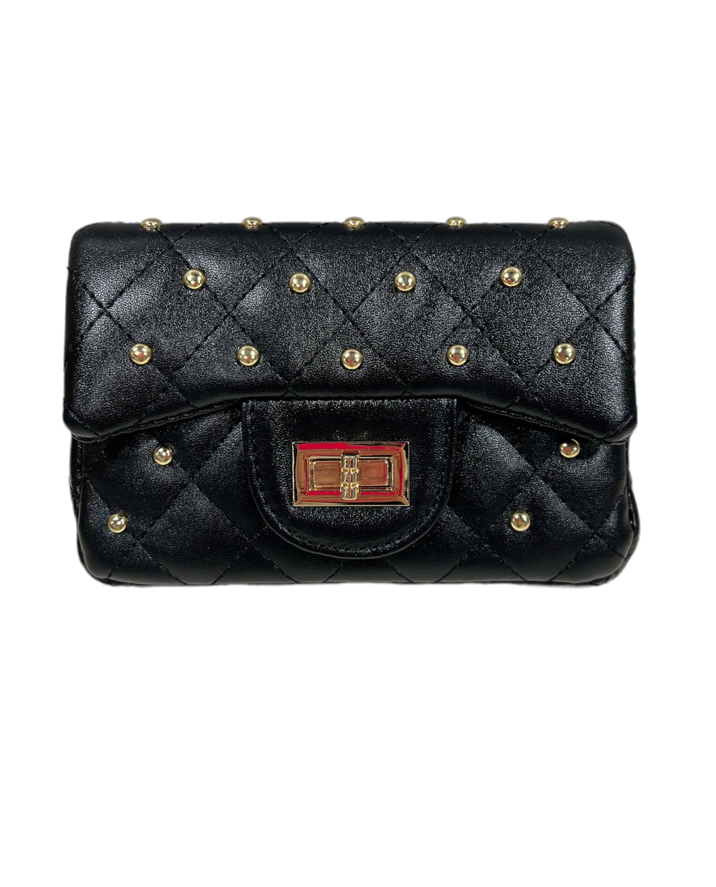 Quilted Stud Mini Bag- Black