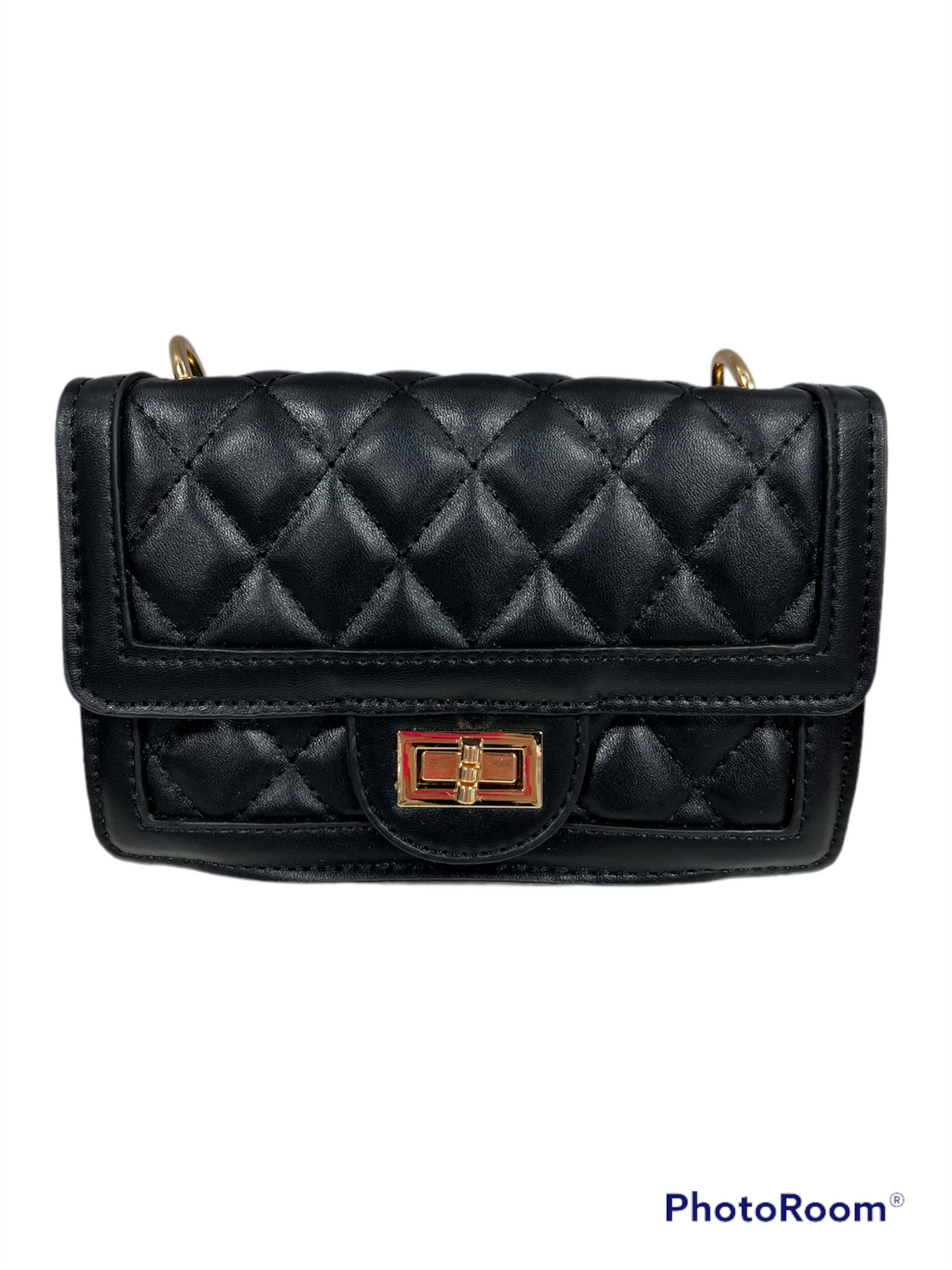 Quilted Flap Handbag - Black