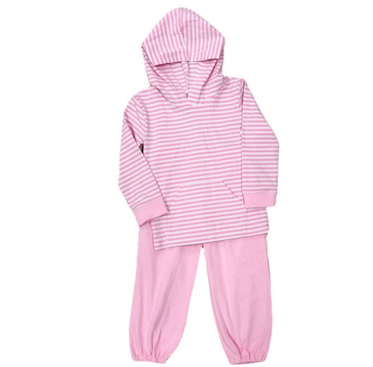Pink Stripe Hoodie Pant Set