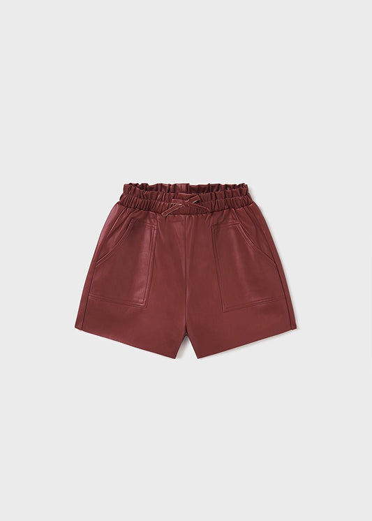 Maroon Leatherette Shorts