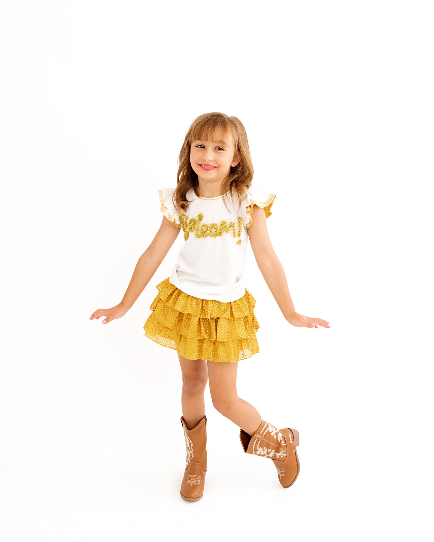 Evie's Closet White & Gold Go Team Shirt