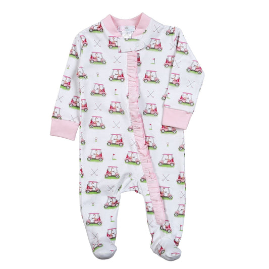 Pink Golf Zipper Footie