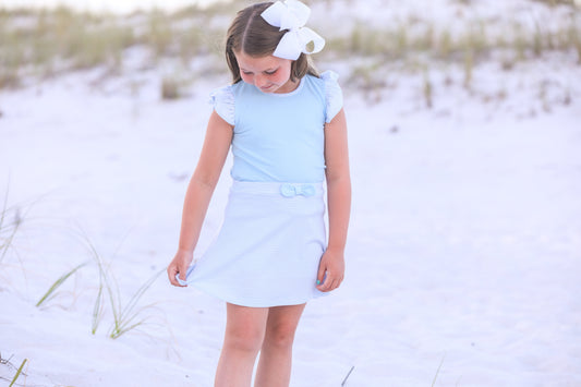 TSK Vivian Flutter Top Suzy Skort Lt Blue Stripe