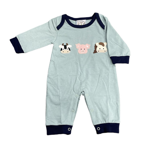 Farm Animals Applique Boys Romper